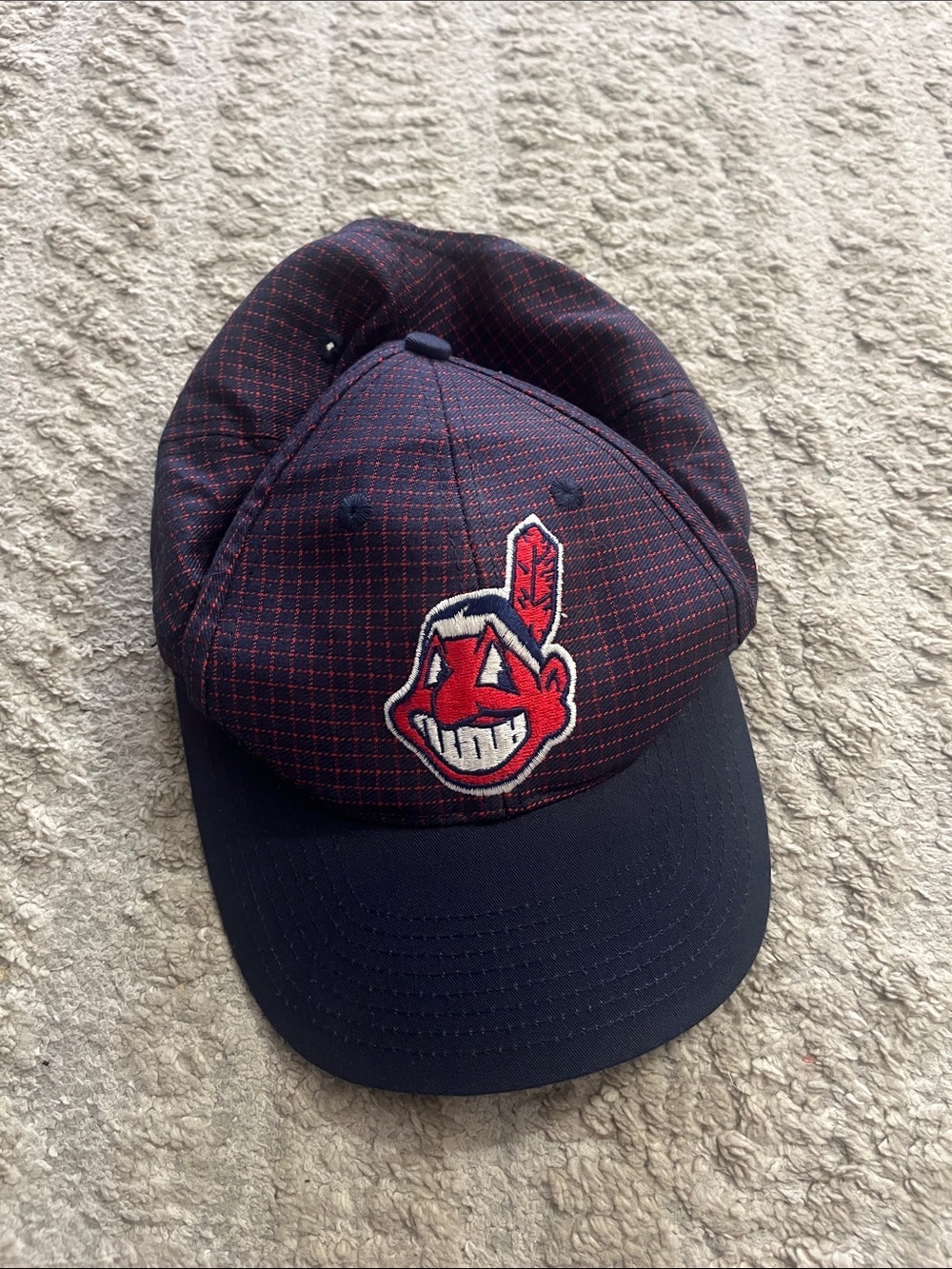 Vintage Chief Wahoo Cleveland Indians Navy & Red Embroidered Logo Baseball Cap